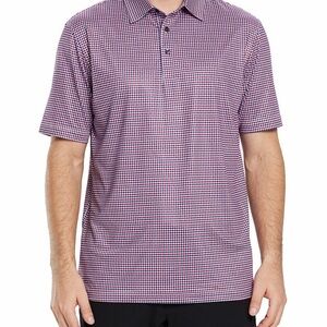 Golf Shirt Mens 2XL Red Blue Gingham Polo Patterned  Dry Fit Athletic tennis